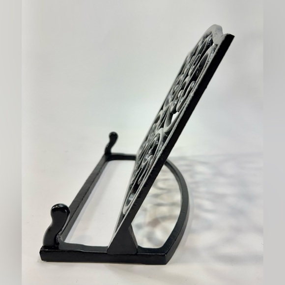 Cast Iron Cookbook Stand Recipe Book Holder Heavy Black Metal Decorative Scroll - Picture 3 of 7